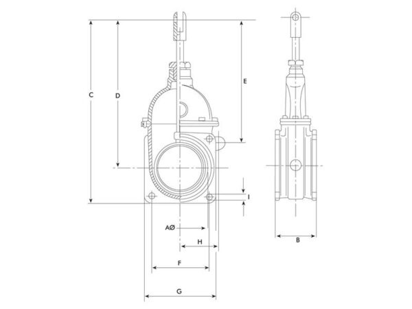 Skydeventil (flange/flange) 5''