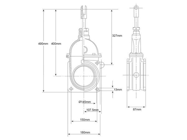 Skydeventil (flange/gevind) 6''