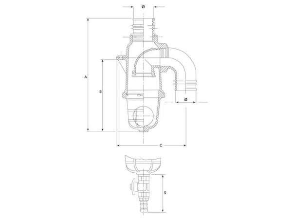 Udskilningsventil (Syphon) Ø60mm