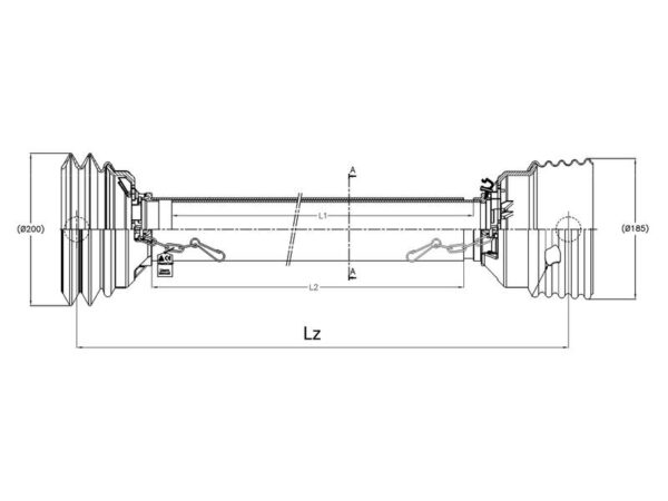 PTO Beskyttelsesrør (vidvinkel)(Easylock), (Lz) Længde: 1310mm, Størrelse: Stort beskyttelserør.