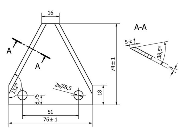 Knivblad - 74x76x3mm - Hul Ø8mm - Hulafstand 51mm - Passer tilTeagle Passer til: SC1100