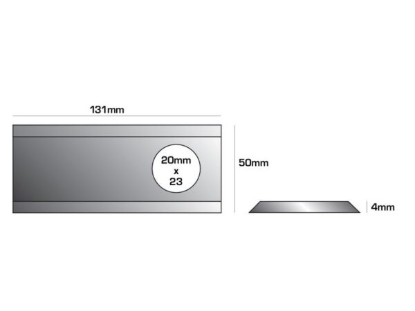 Kniv - Forsat - 131 x 50x4mm - Hul Ø20.5 x 23mm - Højre/Venstre - Passer til Taarup Passer til: 56110500
