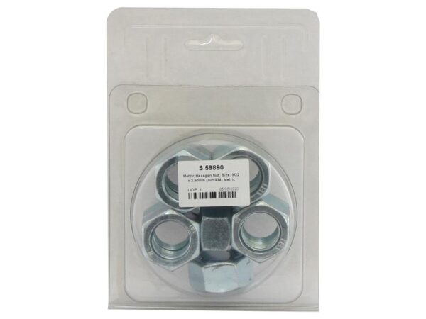 Møtrik, Størrelse: M22x2.50mm (DIN 934) Metric Coarse