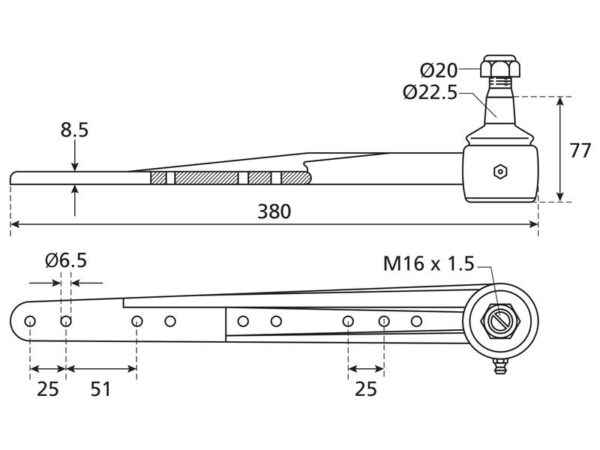 Kugleled Knivhoved, Længde: 376mm Passer til: AH21346
