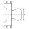 PTO Gaffel (vidvinkel)(profilrør) (Krydsmål: 32 x 76 & 27 x 94mm) Rør: Citron, Størrelse: 57.5 x 48 x 3.6mm, Ref: 2aG.