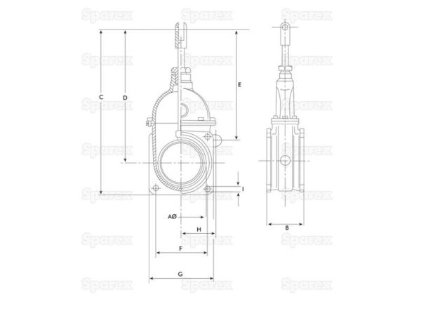 Skydeventil (flange/flange) 6''