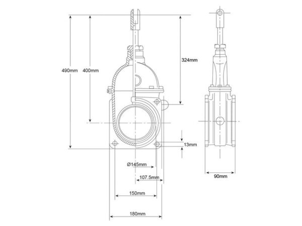 Skydeventil (flange/flange) 6''