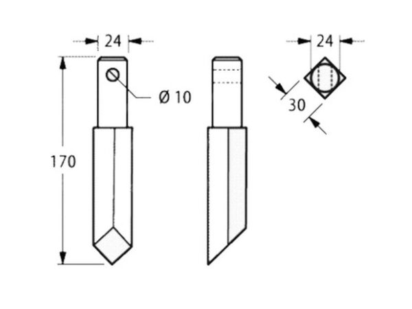Kniv Bredde: 24mm, Højde: Hul Ø: 10mm. Passer til Passer til: E35920