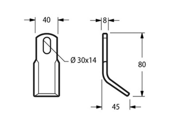Slagle (Y-type), Længde: 80mm, Bredde: 40mm, Hul Ø: 30x14mm, Tykkelse: 8mm. Passer til Ferri Passer til: 0901049