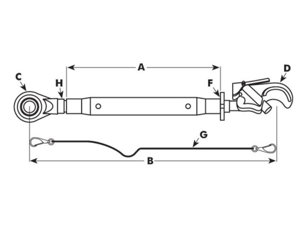 Topstang HD (mekanisk) (Kat.2/3 (Ø25/32mm)) Kugle og Krog, M36 x 3, Min. længde: 610mm.