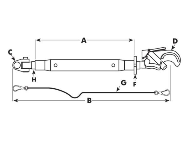Topstang HD (mekanisk) (Kat.2/3 (Ø25/32mm)) Led og Krog, M36 x 3, Min. længde: 610mm.