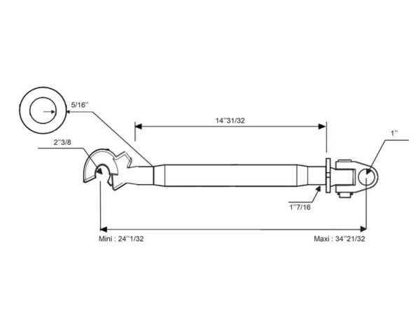 Topstang HD (mekanisk) (Kat.2/3 (Ø25/32mm)) Led og Krog, M36 x 3, Min. længde: 610mm.