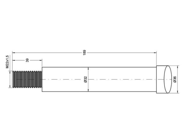 Frontlæssetand - Lige 850mm, Gevind: M22 x 1.50 (Tapered Square) Passer til: M6678898