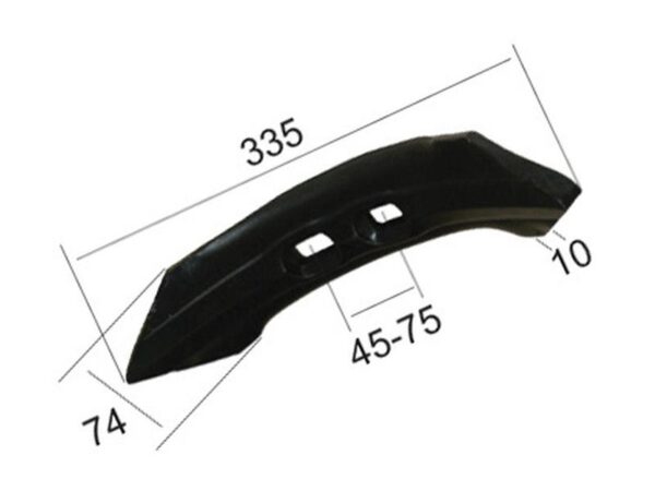 Spids (selvslibende) 335x75x10mm Hulafstand 45/75mm