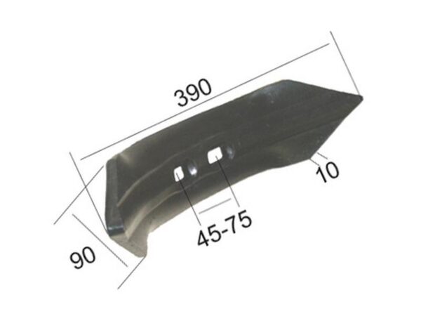 Spids (selvslibende) 390x90x10mm Hulafstand 45/75mm