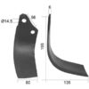 Kniv Buet Højre 80x6mm Højde: 195mm. Hulafstand: 56mm. Hul Ø: 14.5mm. Passer til Maschio Passer til: 02108432