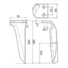Rotorharvetand Forstærket (karbide) 90x12x280mm Venstre. Hulafstand: 50mm. Hul Ø 17mm. Passer til Kverneland. Passer til: 27000210C