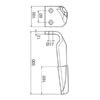 Rotorharvetand Forstærket (karbide) 100x12x305mm Venstre. Hulafstand: 60mm. Hul Ø 16.5mm. Passer til Maschio. Passer til: 36100210C