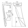 Rotorharvetand Forstærket (karbide) 110x25.5x318mm Venstre. Hulafstand: Hul Ø 19.5mm. Passer til Kuhn. Passer til: 52596510C