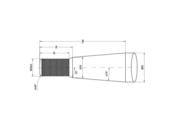 Frontlæssetand - Lige 1100mm, Gevind: M30 x 2.00 (Firkantet) Passer til: 900.81.031.0