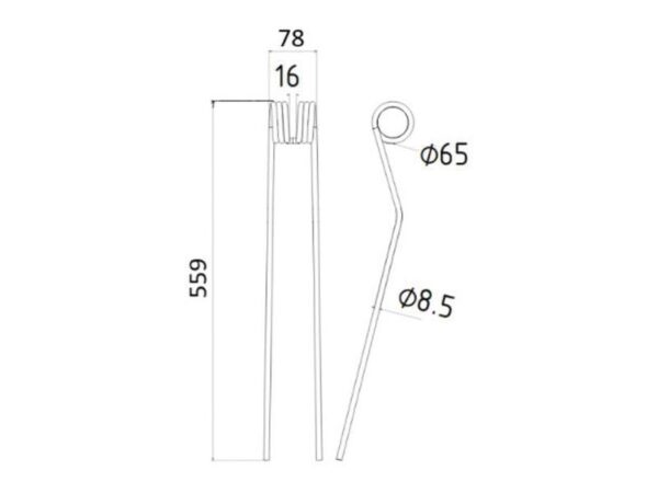 Rivefjeder Længde:559mm, Bredde:78mm, Ø8.5mm - Passer til Pottinger Passer til: 436033