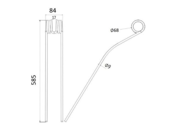 Rivefjeder Længde:585mm, Bredde:84mm, Ø9mm - Passer til Pottinger Passer til: 436031