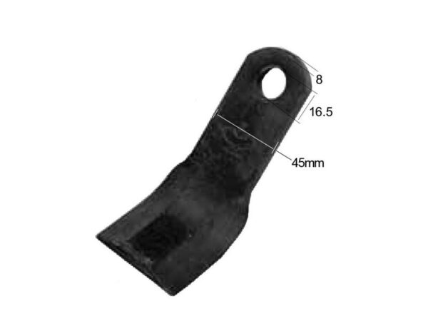 Slagle (Y-type), Længde: 130mm, Bredde: 40mm, Hul Ø: 16.5mm, Tykkelse: 8mm. Passer til Kuhn Passer til: 6060000