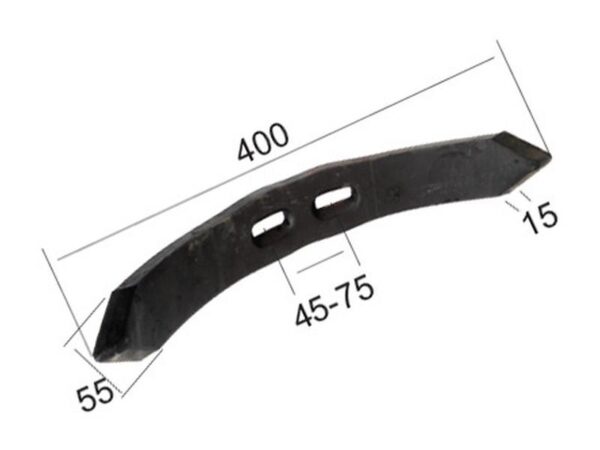 Spids (vendbar) 400x55x15mm Hulafstand 45/75mm