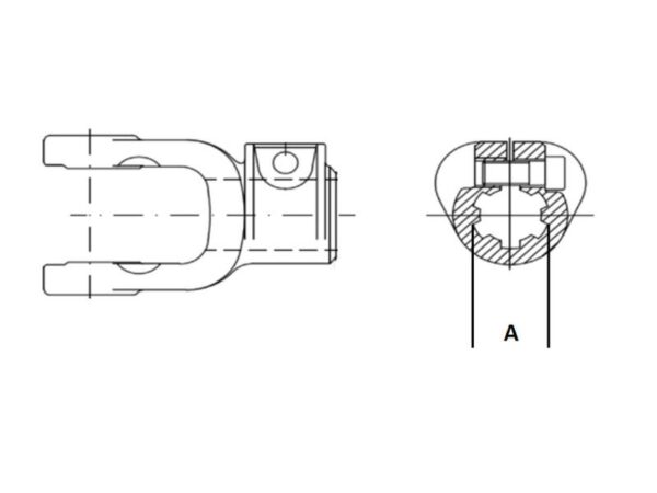 PTO Gaffel (bolt) (Krydsmål: 22 x 54.8mm) Størrelse: 1-3/8-21 Not