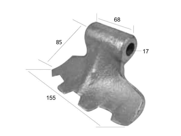 Slagle (Hammer), Topbredde mm: 68mm, Nederste bredde mm: 155mm, Hul Ø: 16.5mm, Radius 85mm - Passer til Votex Passer til: 4503182