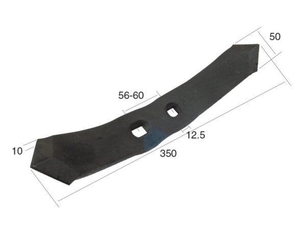 Spids (vendbar) 350x50x10mm Hulafstand 55/60mm