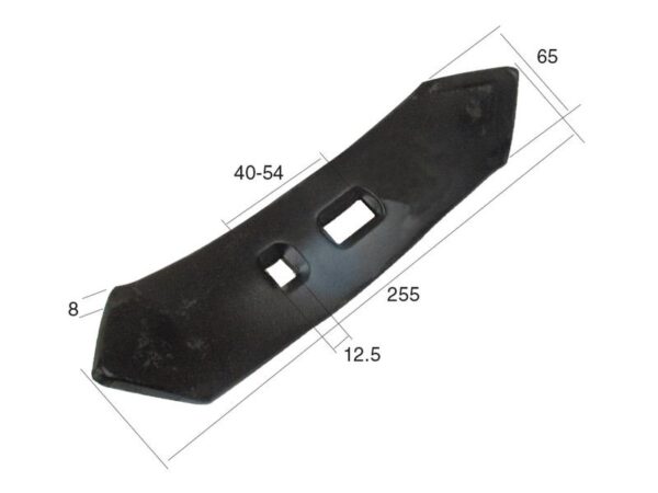 Spids (vendbar) 255x65x8mm Hulafstand 40/55mm Passer til: 646740M1