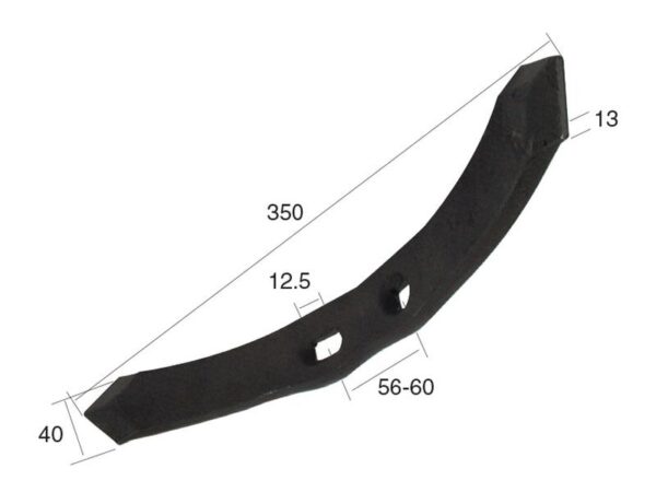 Spids (vendbar) 350x40x13mm Hulafstand 55/60mm Passer til: 1280526