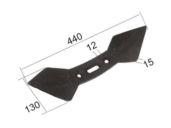 Spids (vendbar) 440x130x20mm Hulafstand 45/75mm