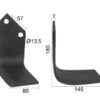 Kniv Firkantet Højre 80x7mm Højde: 180mm. Hulafstand: 57mm. Hul Ø: 13.5mm. Passer til Dowdeswell, Howard, Kuhn Passer til: 3901