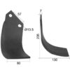 Kniv Buet Højre 80x7mm Højde: 205mm. Hulafstand: 57mm. Hul Ø: 13.5mm. Passer til Breviglieri, Howard Passer til: 9949