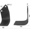 Kniv Firkantet Venstre 80x6mm Højde: 165mm. Hulafstand: 57mm. Hul Ø: 11.5mm. Passer til Dowdeswell, Howard, Kuhn Passer til: 9900