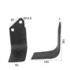 Kniv Firkantet Venstre 80x7mm Højde: 190mm. Hulafstand: 57mm. Hul Ø: 14.5mm. Passer til Krone Passer til: 036395