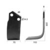 Kniv Firkantet Venstre 70x8mm Højde: 205mm. Hulafstand: 46mm. Hul Ø: 14.5mm. Passer til Breviglieri, Maletti Passer til: 30412