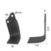 Kniv Firkantet Venstre 80x8mm Højde: 215mm. Hulafstand: 56mm. Hul Ø: 14.5mm. Passer til Maschio Passer til: 01110429