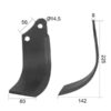 Kniv Buet Venstre 80x8mm Højde: 225mm. Hulafstand: 56mm. Hul Ø: 14.5mm. Passer til Maschio Passer til: 01110427