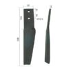 Rotorharvetand 60x12x335mm Højre. Hulafstand: 44mm. Hul Ø 12.5mm. Passer tilMaschio. Passer til: 10100262