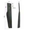 Rotorharvetand 60x12x335mm Venstre. Hulafstand: 44mm. Hul Ø 12.5mm. Passer tilMaschio. Passer til: 10100263