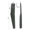 Rotorharvetand 60x12x370mm Venstre. Hulafstand: 44mm. Hul Ø 12.5mm. Passer tilMaschio. Passer til: 10100265