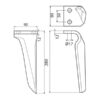 77285_pic10 Rotorharvetand 90x12x280mm Venstre. Hulafstand: 50mm. Hul Ø 17mm. Passer tilKverneland, Maschio. Passer til: 27100210