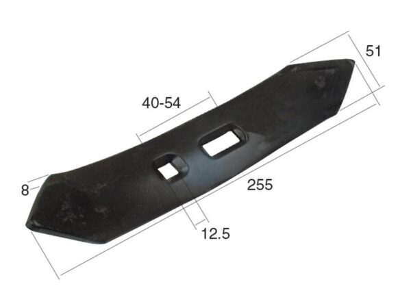 Spids (vendbar) 255x50x8mm Hulafstand 40/54mm Passer til: 646733M2