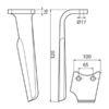 Rotorharvetand 100x16x320mm Venstre. Hulafstand: 66mm. Hul Ø 17.5mm. Passer tilPerugini (Concept-Ransome), Rabewerk. Passer til: 8404-5002