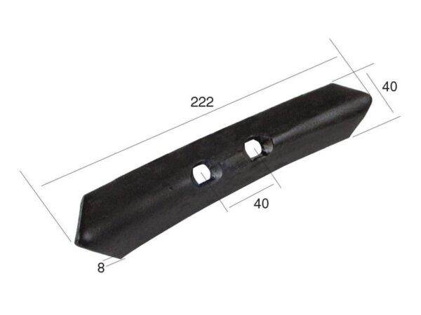 Spids (vendbar) 222x40x8mm Hulafstand 40mm