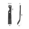 Kniv Buet Venstre 50x12mm Højde: 302mm. Hulafstand: 100mm. Hul Ø: 15.5mm. Passer til Simone/Jones Passer til: COT8