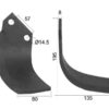 Kniv Buet Højre 80x8mm Højde: 195mm. Hulafstand: 57mm. Hul Ø: 14.5mm. Passer til Celli Passer til: 722537